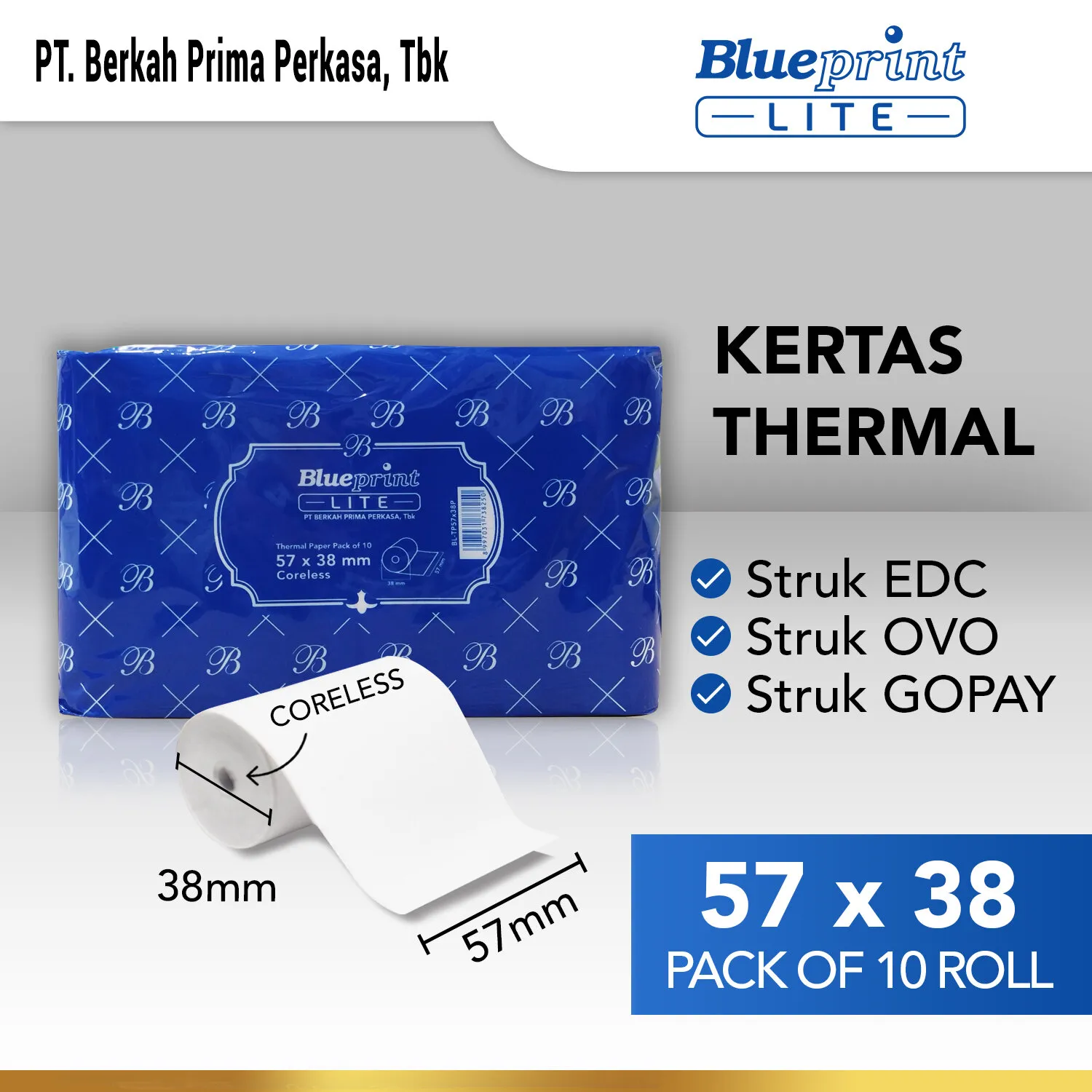 Kertas Struk Kertas Kasir Kertas Thermal Blueprint Lite X Mm