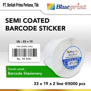 Sticker Semicoated Sticker label Barcode 33x19mm 2 Line Semi Coated BLUEPRINT Core 1" isi 5000 Pcs  1 bp_scs33192_slide_1