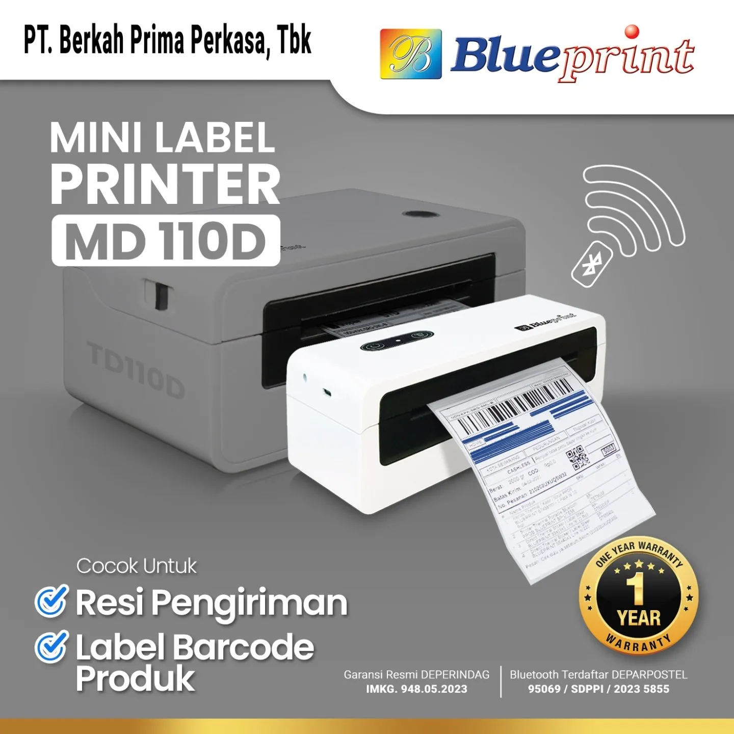 Printer Label Thermal Resi A6 BLUEPRINT MD110D USB+Bluetooth | Printer ...