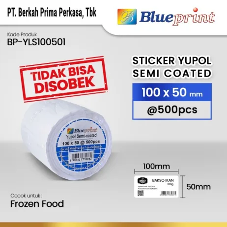 Sticker Semicoated Stiker Label Yupol 100 x 50 Semicoated BLUEPRINT Stiker Yupo 100x50 500  1 Roll yupol 100x50