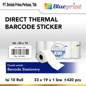 Sticker Label Portable<br> Direct Thermal Sticker Portable 33 x 19 Kertas Label Stiker BLUEPRINT  33x19 mm 1 Line - 10 Roll 1 ~item/2024/10/30/bp_dts33191p_slide_1